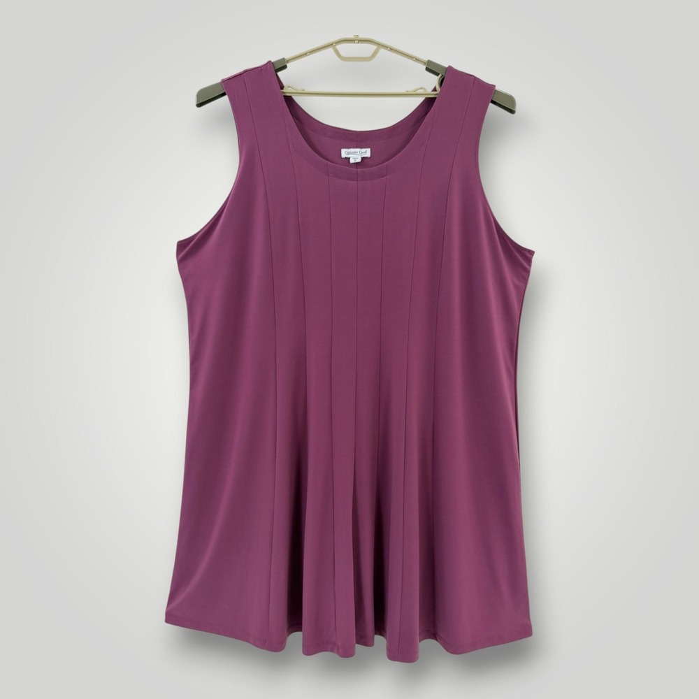 Coldwater Creek Dress Womens 3X Purple Sleeveless Tank Midi Swing Jersey‎ Plus